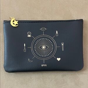 Ipsy Black Pouch with Gold Eye Design